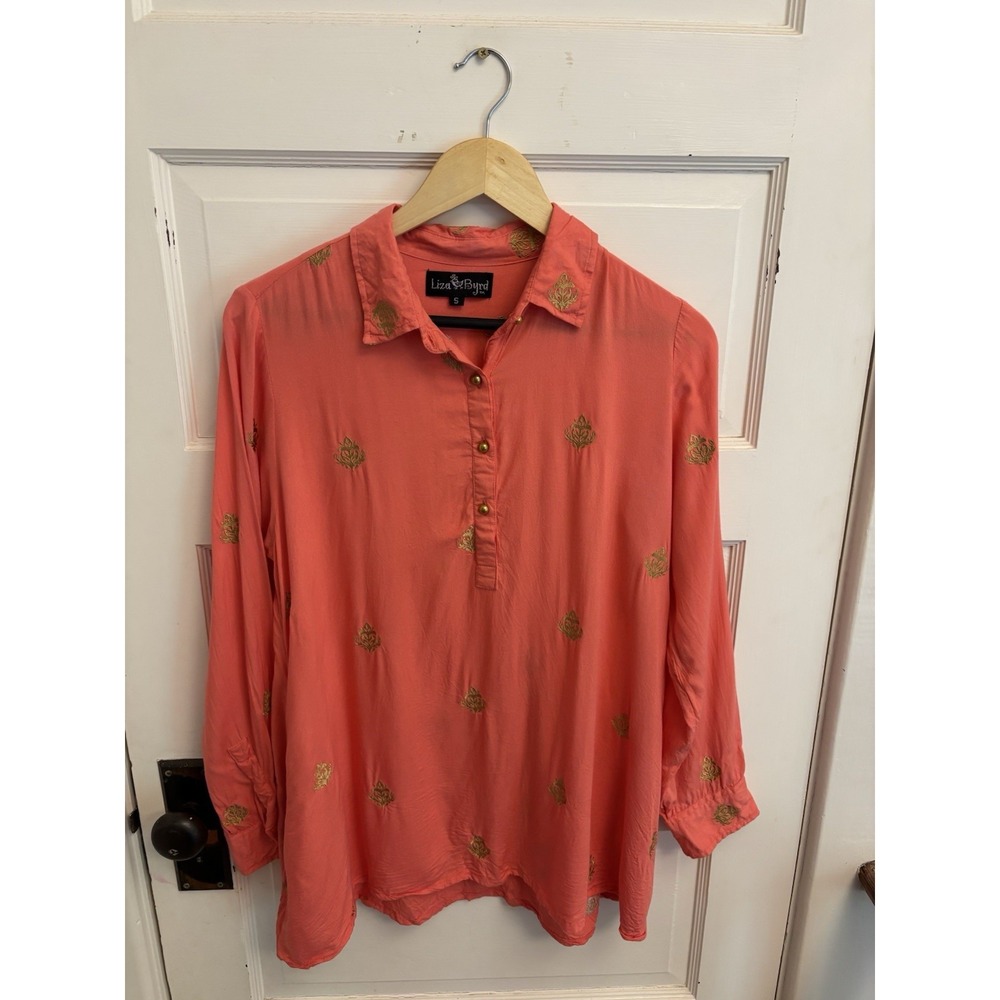 Liza‎ Byrd Salmon Pink Embroidered Tunic